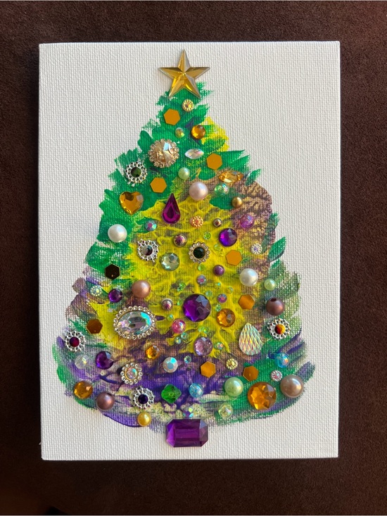 Other - Embellished Holiday Tree Wall Art Purple, Gold & Green Jeweled Christmas Tree